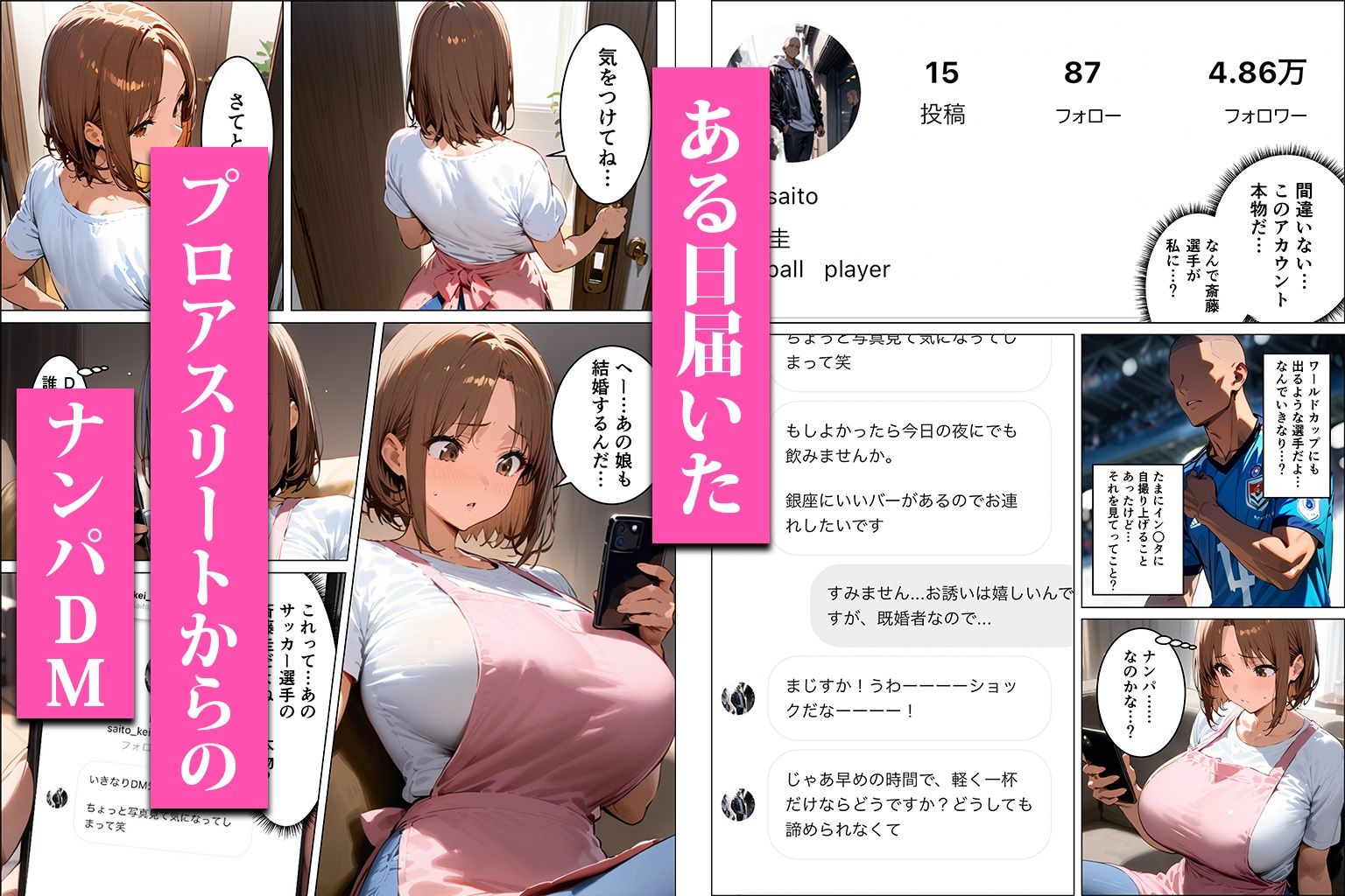 爆乳妻がアスリートのナンパDMで寝取られる話